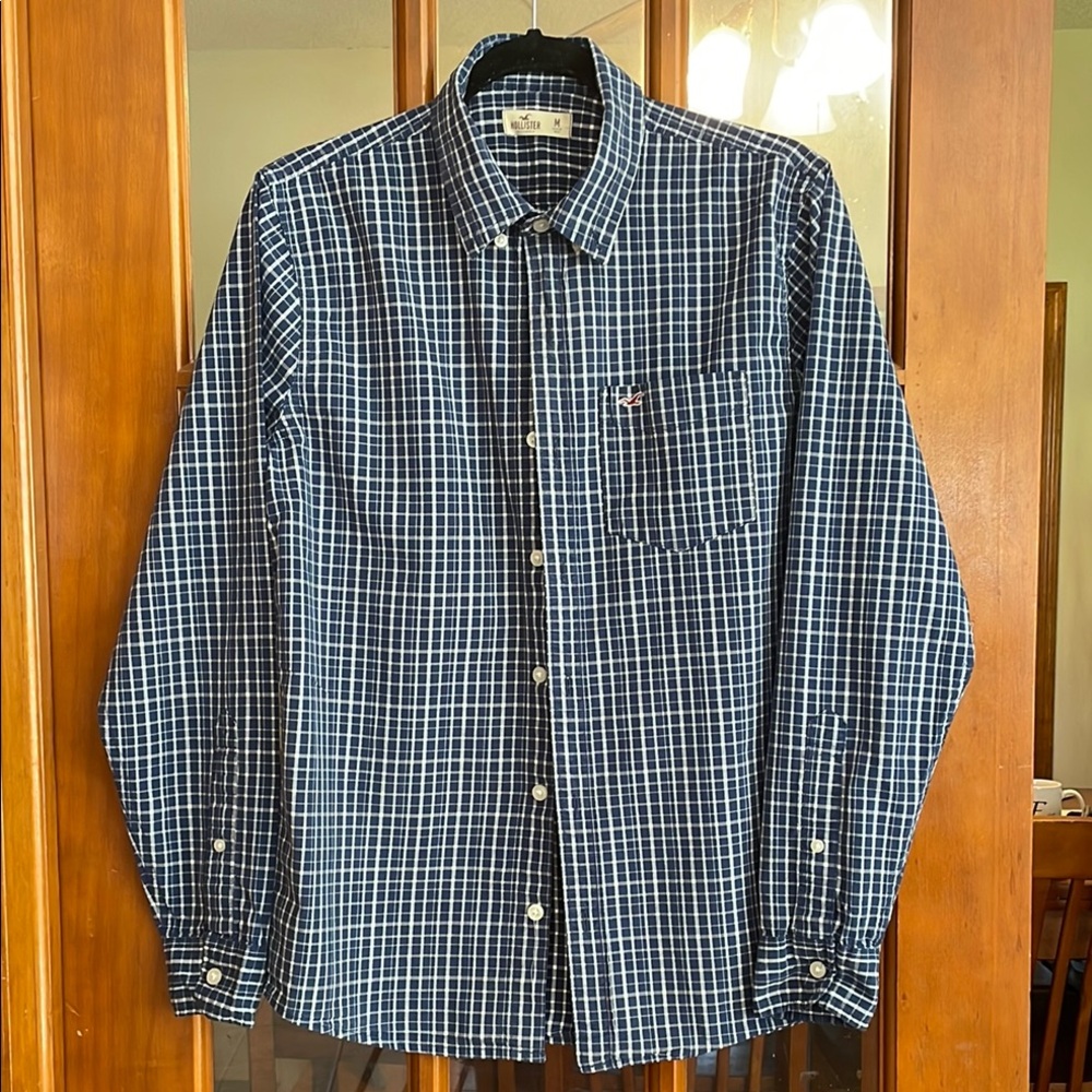 Hollister Blue and White Casual Button Down Shirt